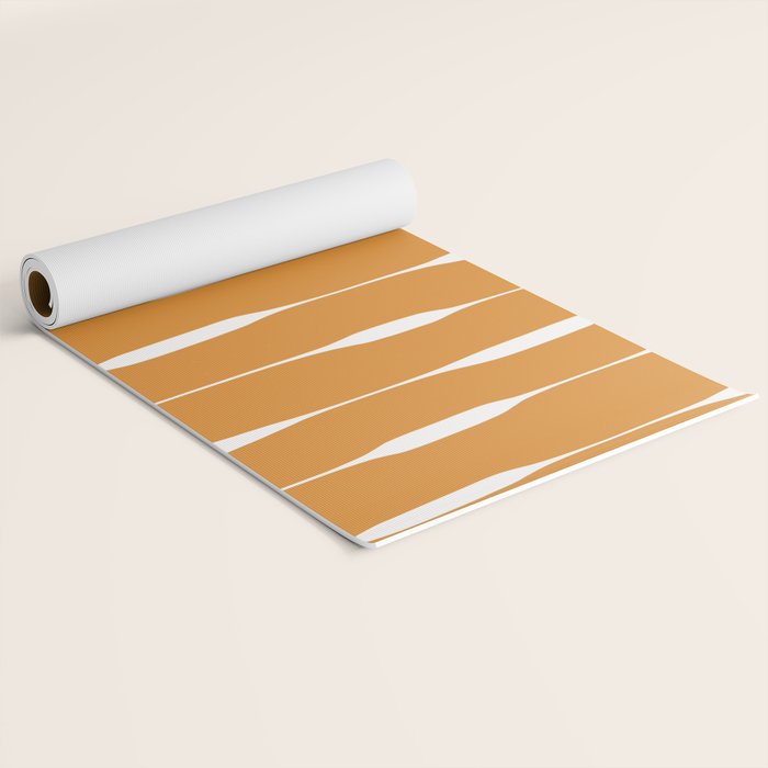 Ochre Threaded Stripes Painted Pattern Yoga Mat Gallery Image 2