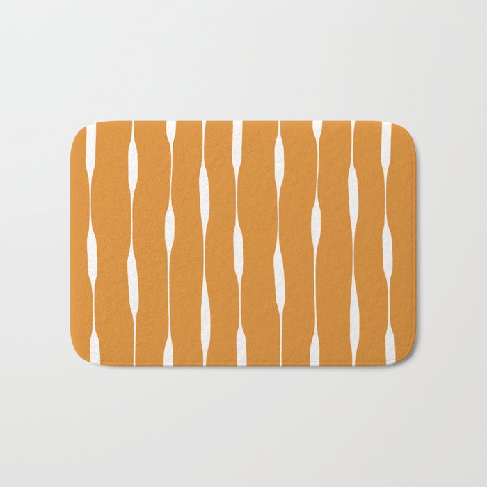 Ochre Threaded Stripes Painted Pattern Bath Mat Gallery Image 1