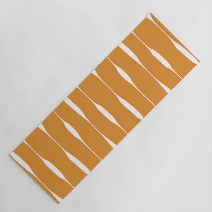 Ochre Threaded Stripes Painted Pattern Yoga Mat Gallery Image 1