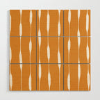 Ochre Threaded Stripes Painted Pattern Wood Wall Art Gallery Image 1