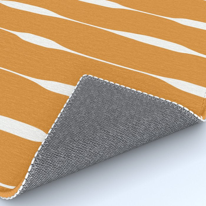 Ochre Threaded Stripes Painted Pattern Rug Gallery Image 4