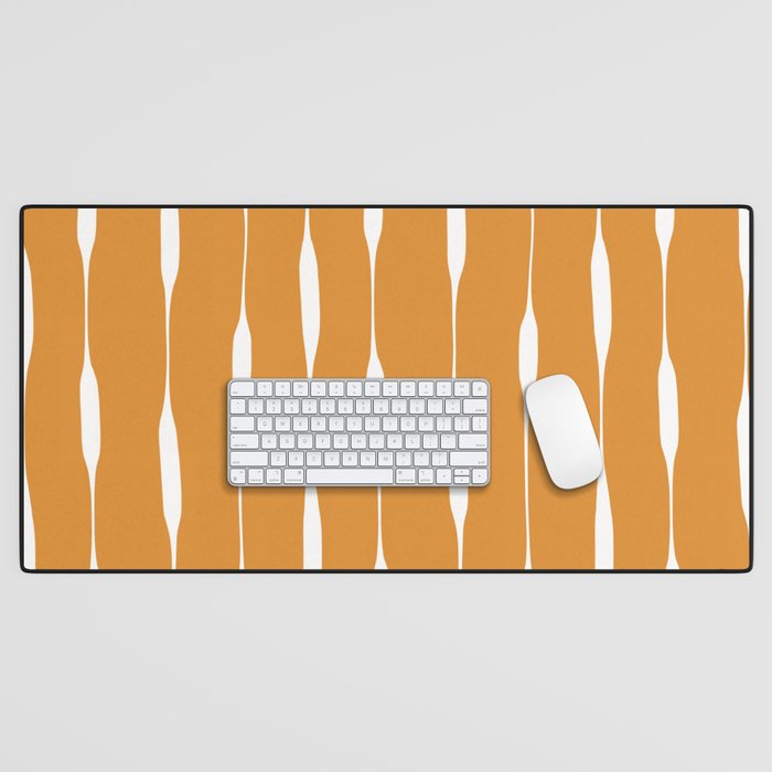 Ochre Threaded Stripes Painted Pattern Desk Mat Gallery Image 1