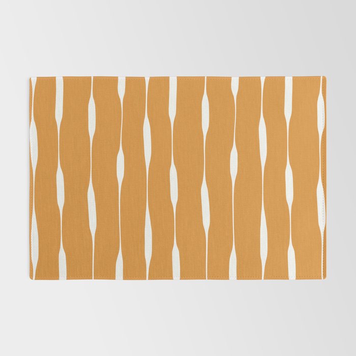 Ochre Threaded Stripes Painted Pattern Rug Gallery Image 2