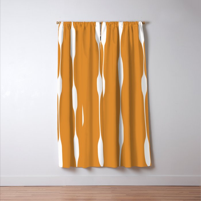 Ochre Threaded Stripes Painted Pattern Window Curtain Gallery Image 3