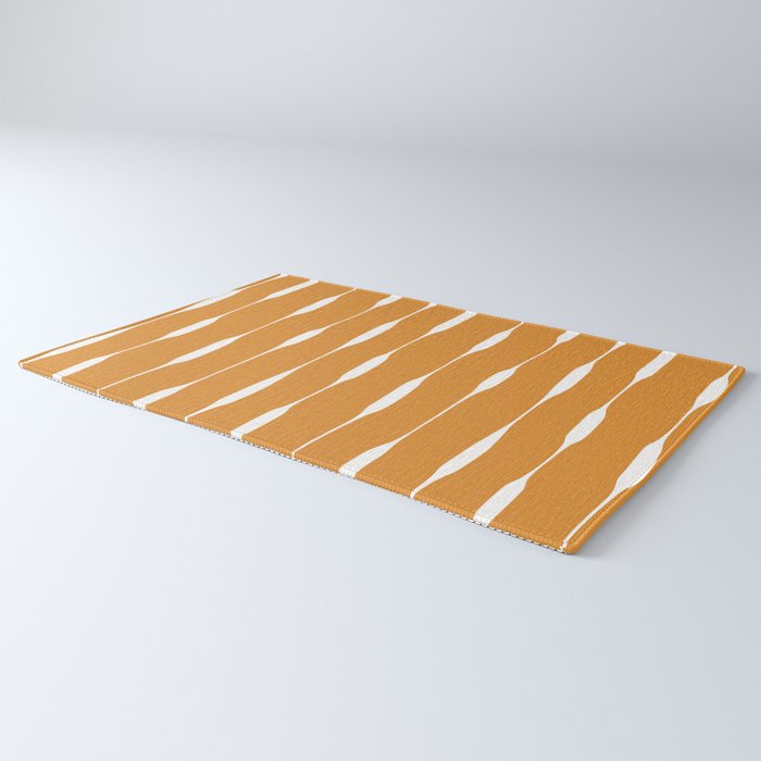 Ochre Threaded Stripes Painted Pattern Rug Gallery Image 3