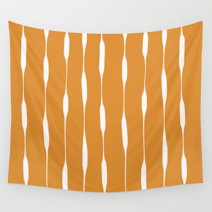 Ochre Threaded Stripes Painted Pattern Wall Tapestry Gallery Image 4