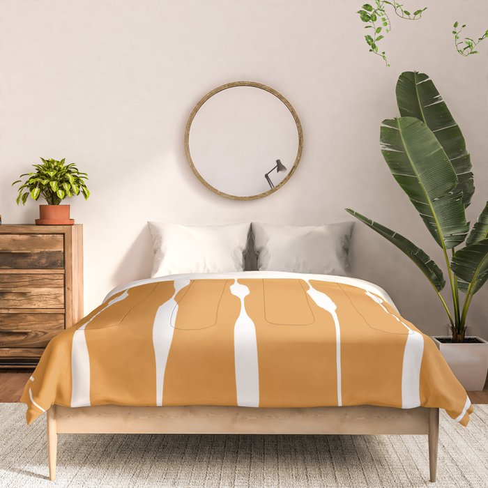 Ochre Threaded Stripes Painted Pattern Comforter Gallery Image 3
