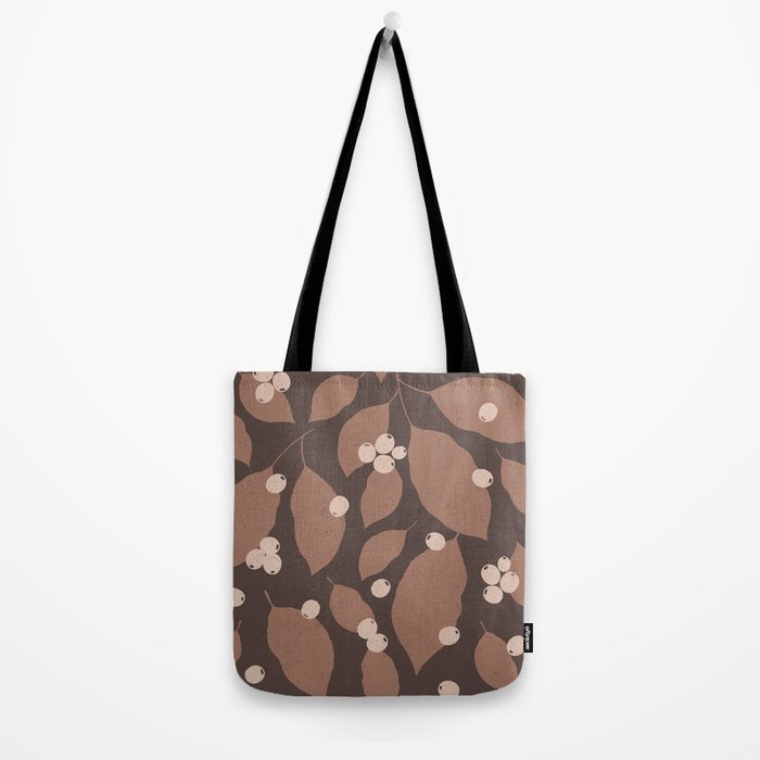 Coffee Leaves and Berries - Mocha Mousse Dark Tote Bag Gallery Image 2