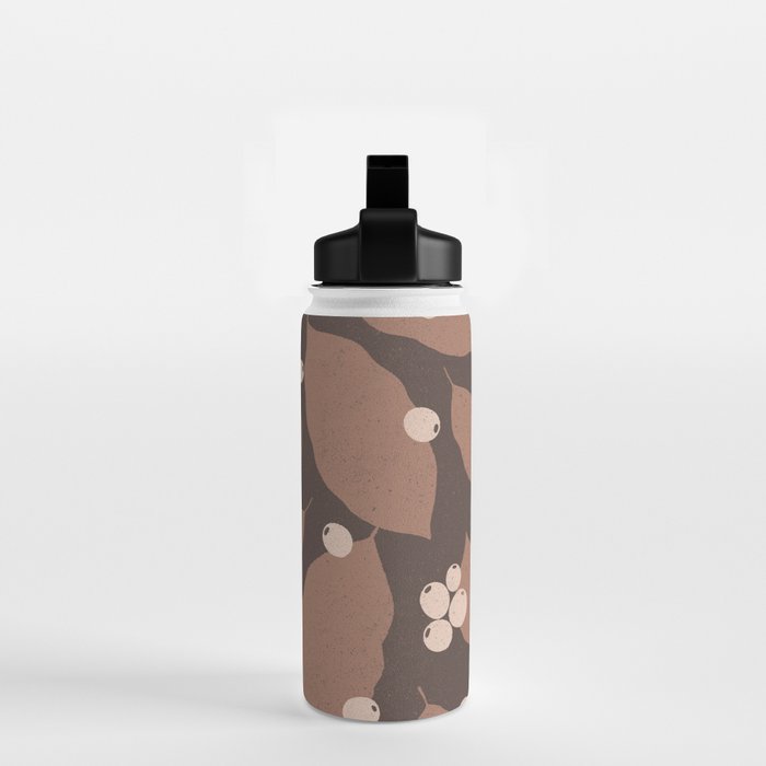 Coffee Leaves and Berries - Mocha Mousse Dark Water Bottle Gallery Image 2