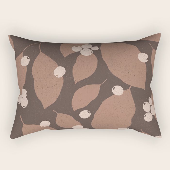 Coffee Leaves and Berries - Mocha Mousse Dark Rectangular Pillow Gallery Image 1