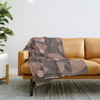 Coffee Leaves and Berries - Mocha Mousse Dark Throw Blanket Gallery Image 1