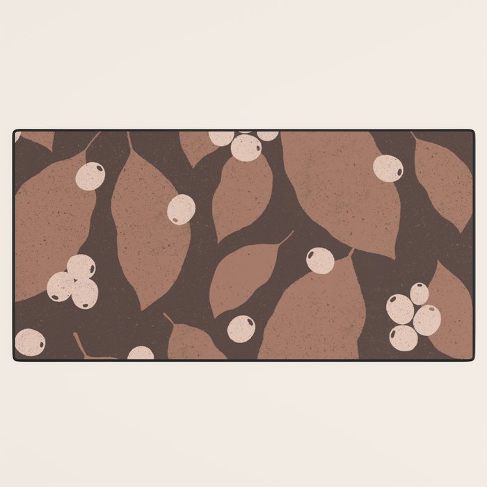 Coffee Leaves and Berries - Mocha Mousse Dark Desk Mat Gallery Image 3