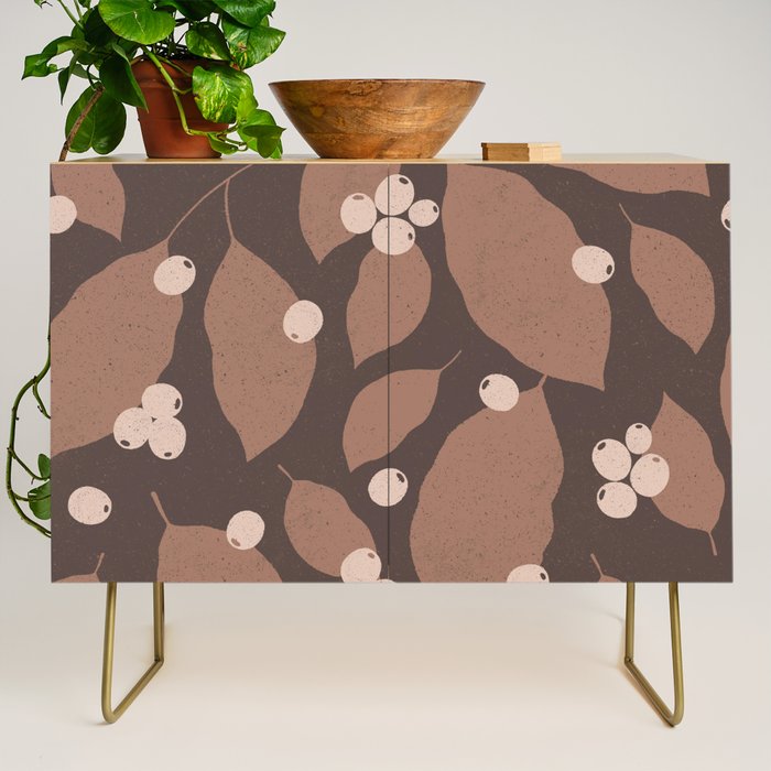 Coffee Leaves and Berries - Mocha Mousse Dark Credenza Gallery Image 1