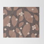 Coffee Leaves and Berries - Mocha Mousse Dark Throw Blanket Gallery Image 2