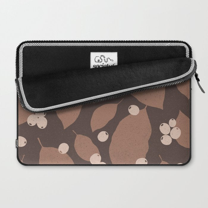 Coffee Leaves and Berries - Mocha Mousse Dark Laptop Sleeve Gallery Image 2