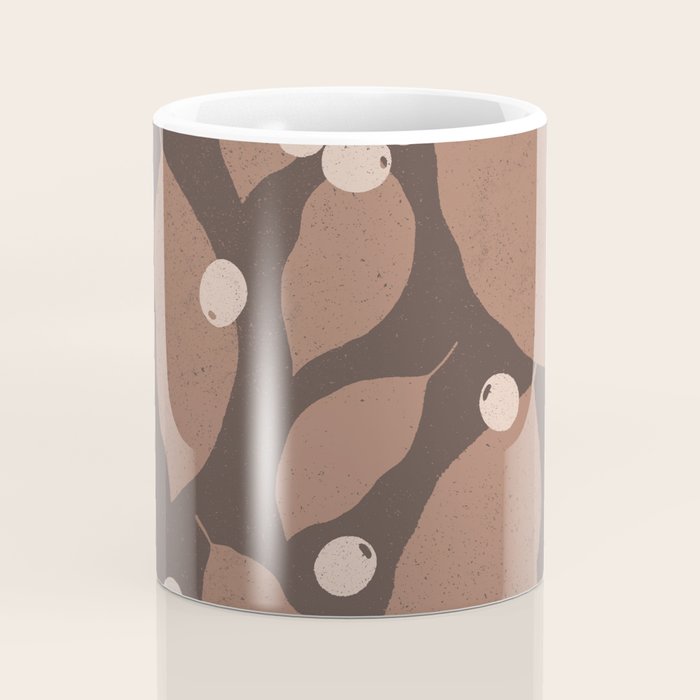 Coffee Leaves and Berries - Mocha Mousse Dark Coffee Mug Gallery Image 4