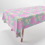 Pink and turquoise hibiscus flowers pattern Tablecloth Gallery Image 1