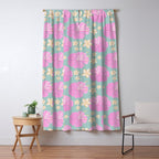 Pink and turquoise hibiscus flowers pattern Window Curtain Gallery Image 5