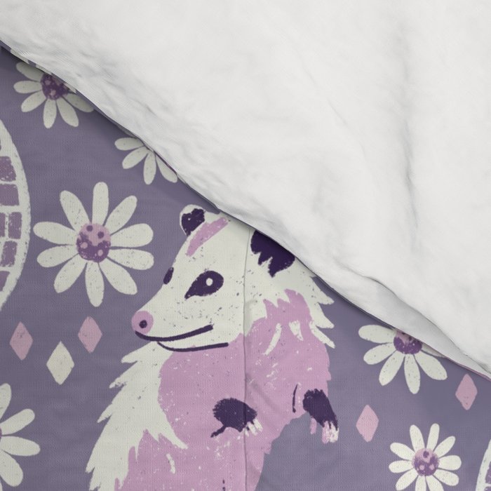 Disco Opossums and Daisies  Retro Pattern Comforter Gallery Image 4