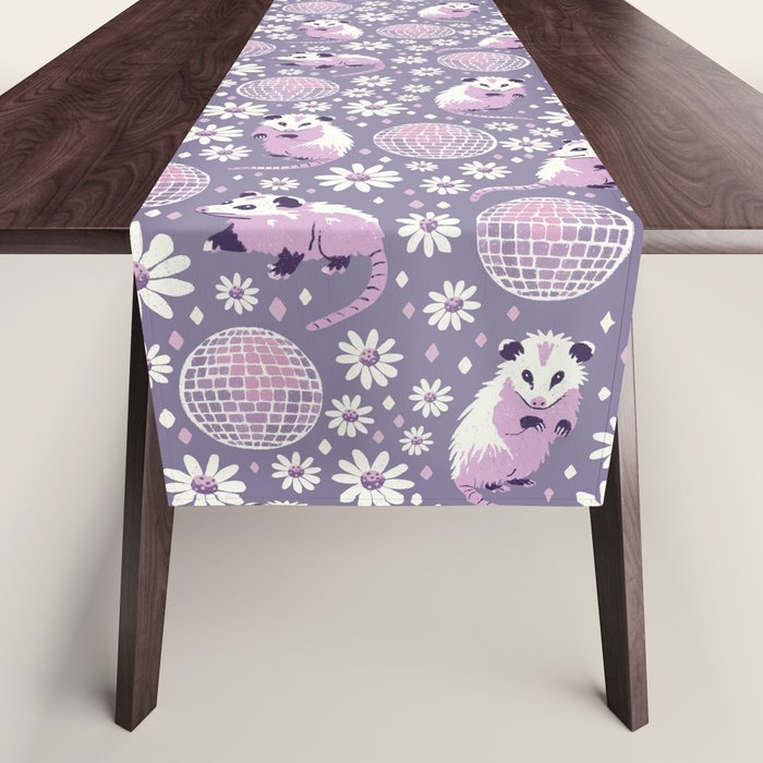 Disco Opossums and Daisies  Retro Pattern Table Runner Gallery Image 1