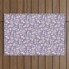 Disco Opossums and Daisies  Retro Pattern Outdoor Rug Gallery Image 1