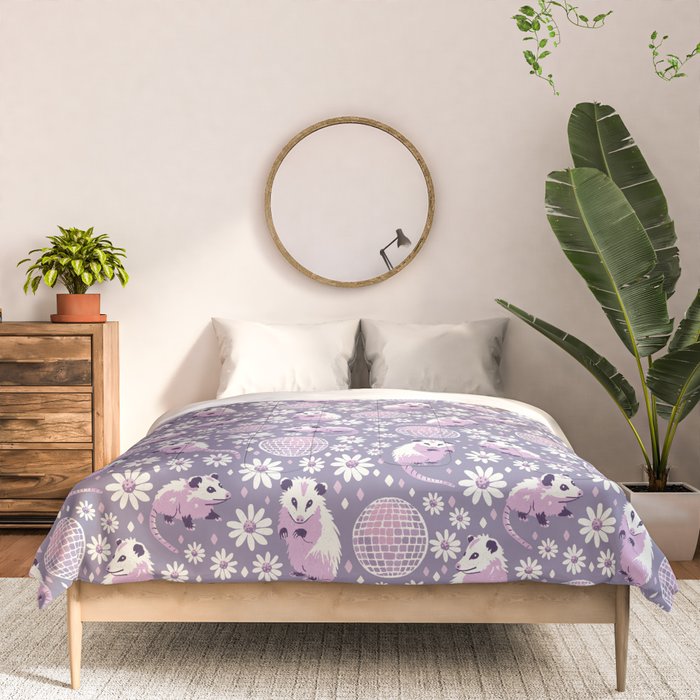 Disco Opossums and Daisies  Retro Pattern Comforter Gallery Image 3