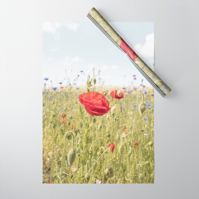 Wildflower Field | Poppy Flower in a Garden in Holland Art Print | Floral Summer Photography Wrapping Paper Gallery Image 1