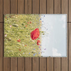 Wildflower Field | Poppy Flower in a Garden in Holland Art Print | Floral Summer Photography Outdoor Rug Gallery Image 1