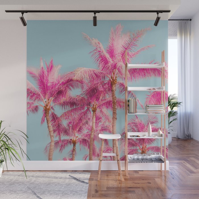 Pink Palm Trees - Surreal Nature Photography Print Wall Mural Gallery Image 1