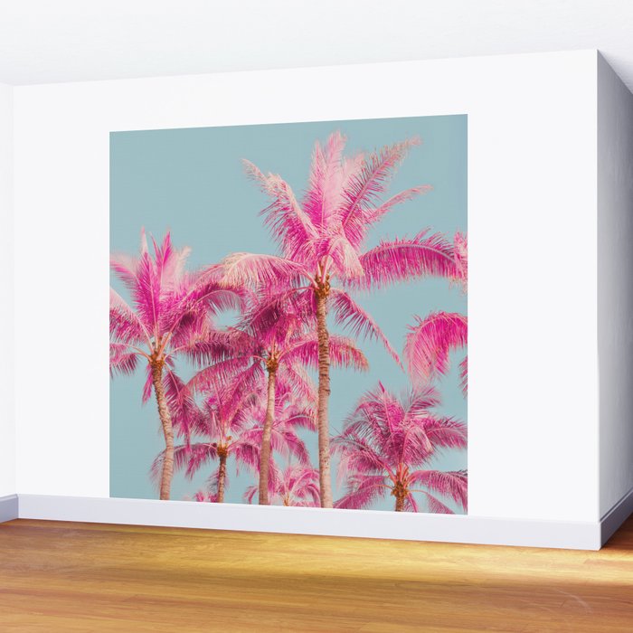 Pink Palm Trees - Surreal Nature Photography Print Wall Mural Gallery Image 2
