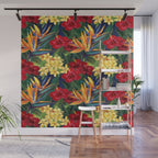 Tropical Paradise Hawaiian Floral Illustration Wall Mural Gallery Image 1