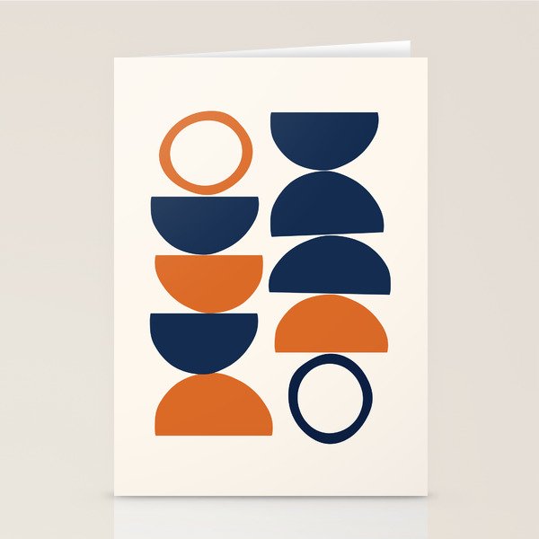 Abstract Shapes 19 in Orange and Navy Blue Stationery Card Gallery Image 2