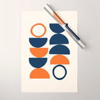 Abstract Shapes 19 in Orange and Navy Blue Wrapping Paper Gallery Image 1