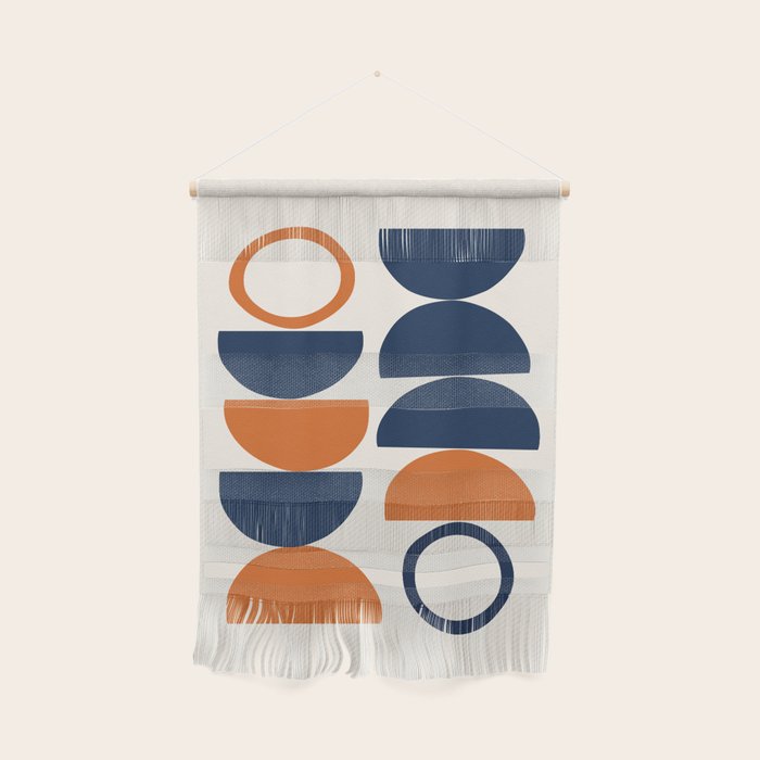 Abstract Shapes 19 in Orange and Navy Blue Wall Hanging Gallery Image 1