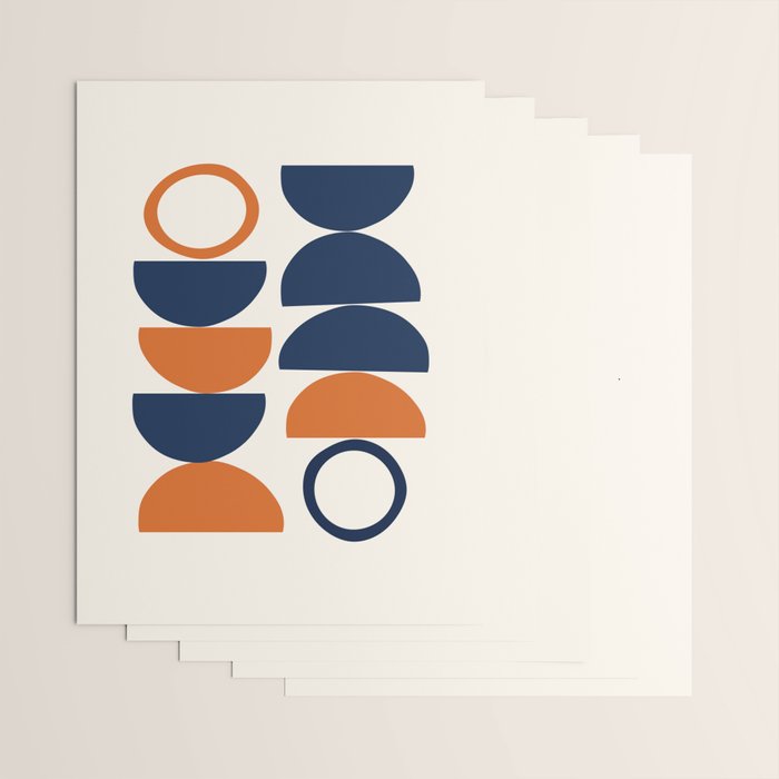 Abstract Shapes 19 in Orange and Navy Blue Wrapping Paper Gallery Image 3