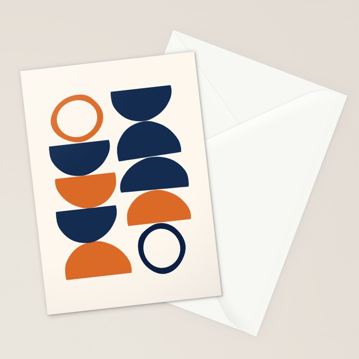 Abstract Shapes 19 in Orange and Navy Blue Stationery Card Gallery Image 2