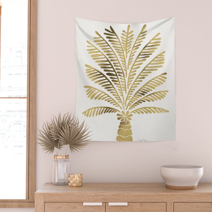 Palm Tree - Gold Palette Wall Tapestry Gallery Image 2