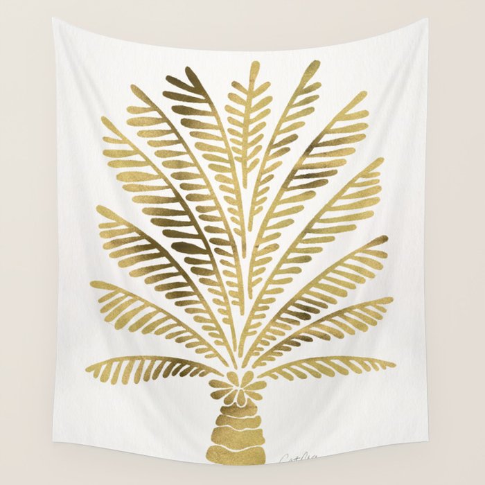 Palm Tree - Gold Palette Wall Tapestry Gallery Image 4