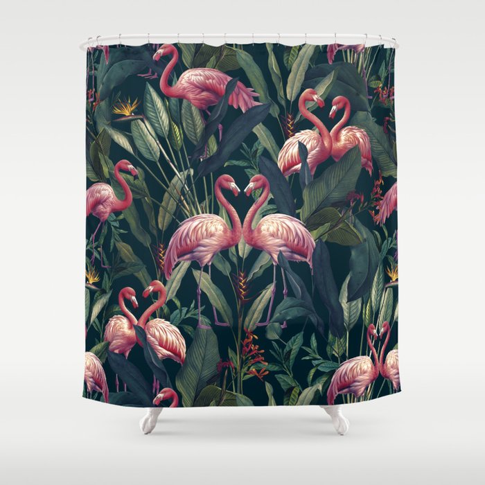 Tropical Flamingos Shower Curtain Gallery Image 1