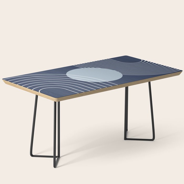 Geometric Lines in night Blue 10 (Rainbow and Sun Abstract) Coffee Table Gallery Image 1