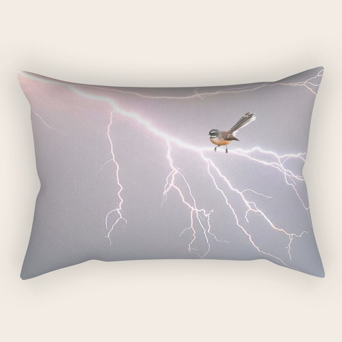 Bird on lightning bolt - Fantail Rectangular Pillow Gallery Image 1