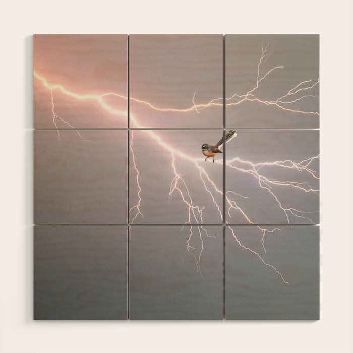 Bird on lightning bolt - Fantail Wood Wall Art Gallery Image 1