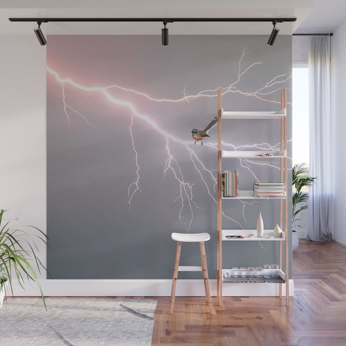 Bird on lightning bolt - Fantail Wall Mural Gallery Image 1