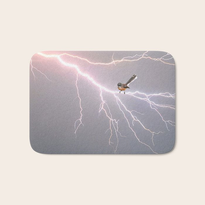 Bird on lightning bolt - Fantail Bath Mat Gallery Image 1