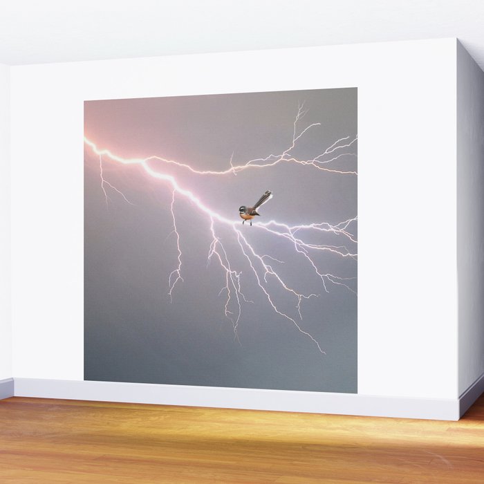 Bird on lightning bolt - Fantail Wall Mural Gallery Image 2
