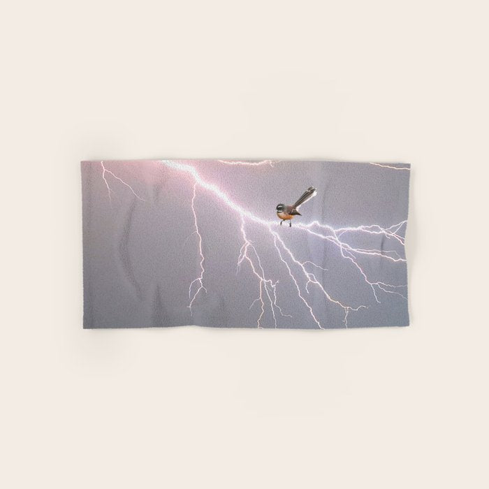 Bird on lightning bolt - Fantail Bath Towel Gallery Image 1