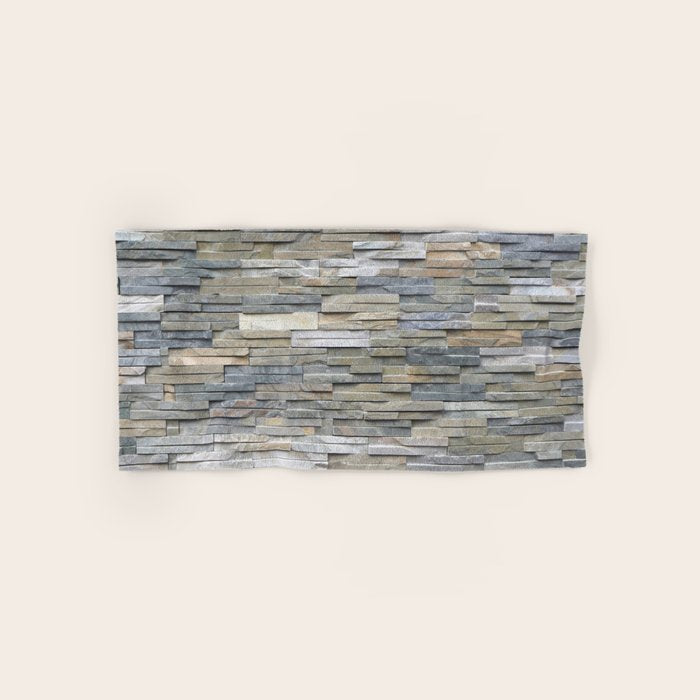 Gray Slate Stone Brick Texture Faux Wall Bath Towel Gallery Image 1