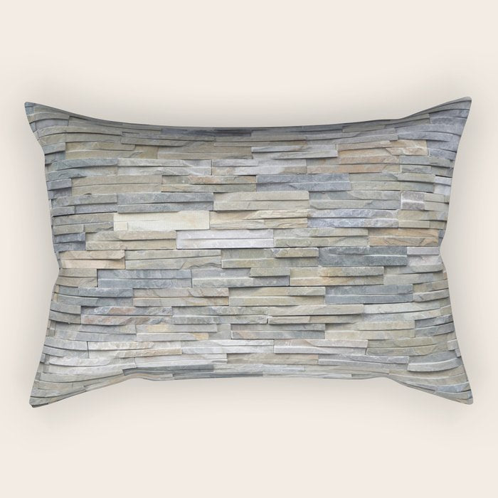 Gray Slate Stone Brick Texture Faux Wall Rectangular Pillow Gallery Image 2
