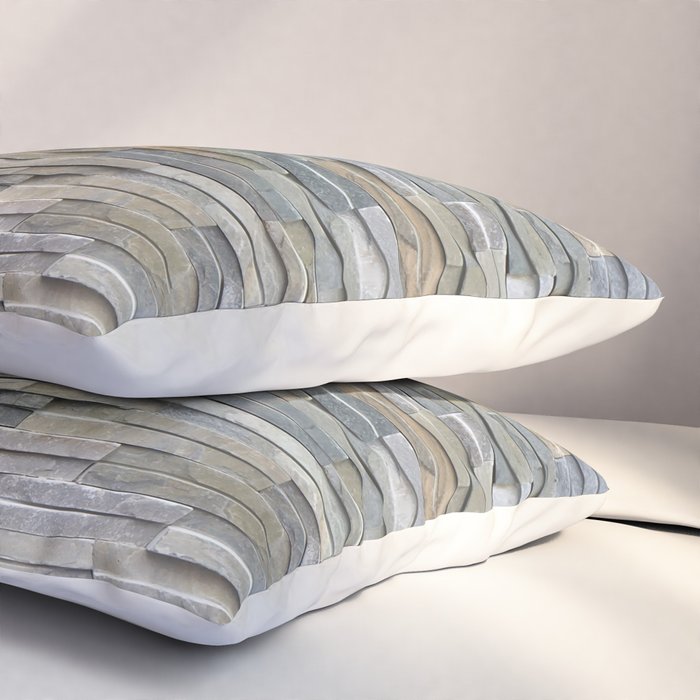 Gray Slate Stone Brick Texture Faux Wall Pillow Sham Gallery Image 3