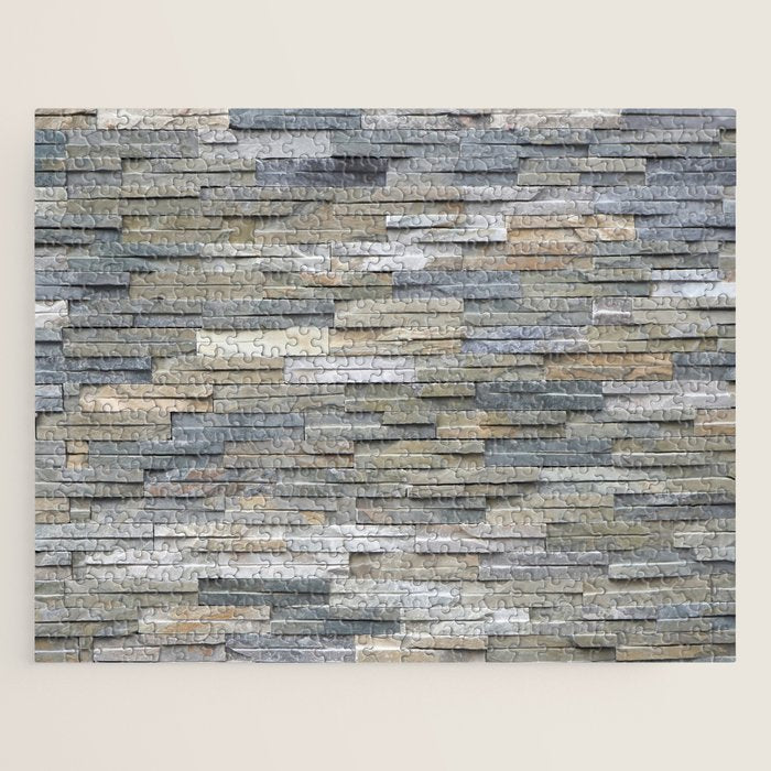 Gray Slate Stone Brick Texture Faux Wall Jigsaw Puzzle Gallery Image 1